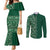 Hawaiian Tribal Elements Hibiscus Couples Matching Mermaid Dress and Long Sleeve Button Shirt Green Pattern - Polynesian Pride