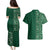Hawaiian Tribal Elements Hibiscus Couples Matching Puletasi and Hawaiian Shirt Green Pattern - Polynesian Pride