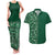 Hawaiian Tribal Elements Hibiscus Couples Matching Tank Maxi Dress and Hawaiian Shirt Green Pattern - Polynesian Pride