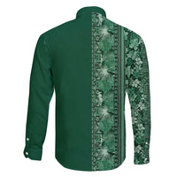 Hawaiian Tribal Elements Hibiscus Family Matching Off Shoulder Short Dress and Hawaiian Shirt Green Pattern LT9 - Polynesian Pride
