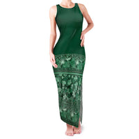Hawaiian Tribal Elements Hibiscus Family Matching Tank Maxi Dress and Hawaiian Shirt Green Pattern - Polynesian Pride