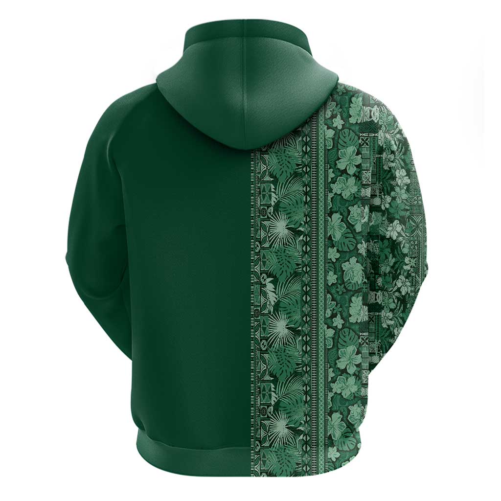 Hawaiian Tribal Elements Hibiscus Hoodie Green Pattern - Polynesian Pride