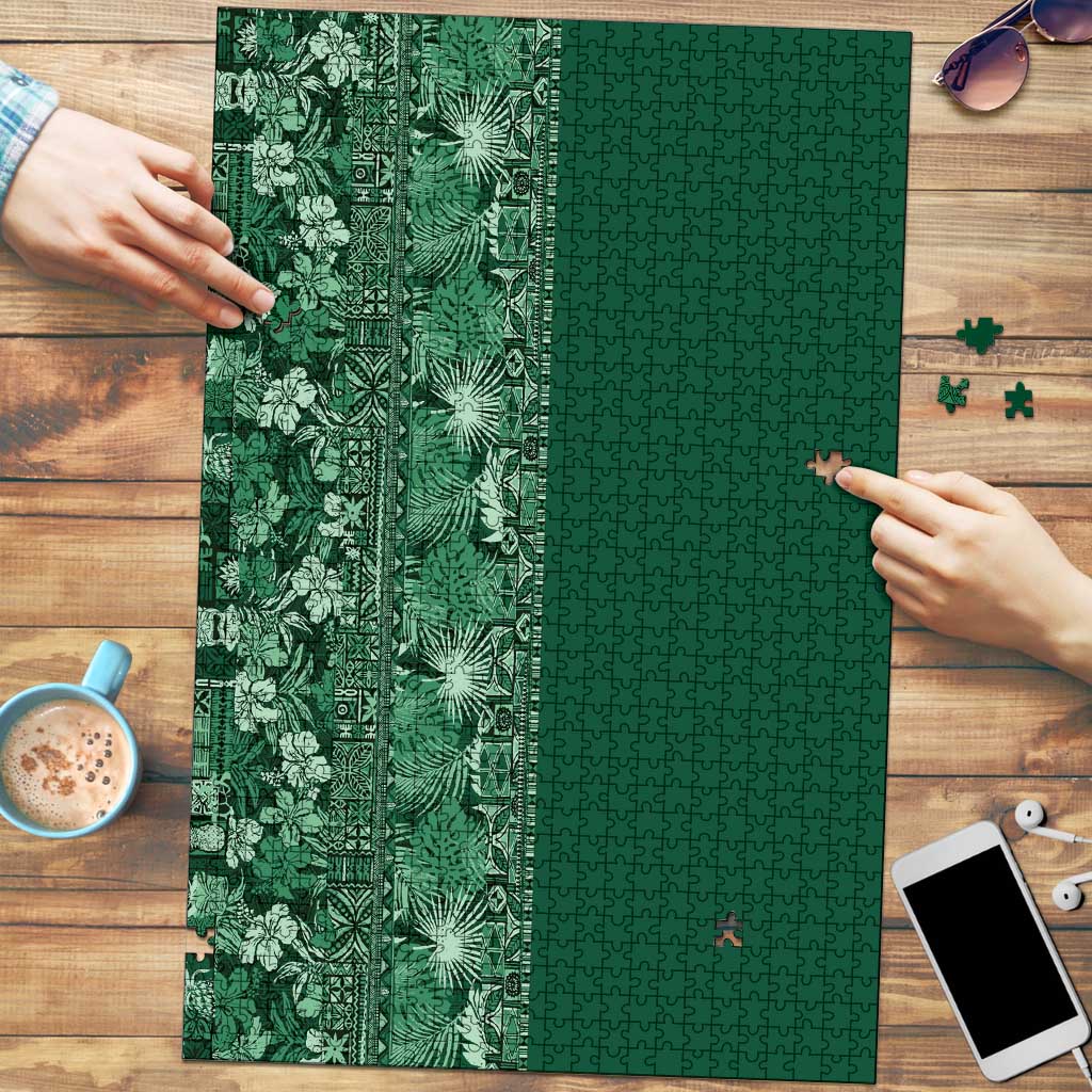 Hawaiian Tribal Elements Hibiscus Puzzle Green Pattern LT9 Green - Polynesian Pride