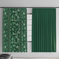 Hawaiian Tribal Elements Hibiscus Window Curtain Green Pattern LT9 With Hooks Green - Polynesian Pride