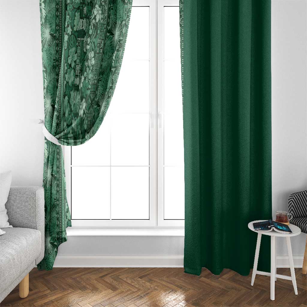 Hawaiian Tribal Elements Hibiscus Window Curtain Green Pattern LT9 - Polynesian Pride