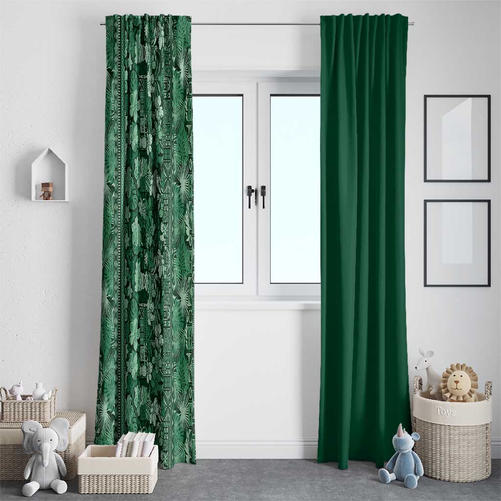 Hawaiian Tribal Elements Hibiscus Window Curtain Green Pattern LT9 - Polynesian Pride