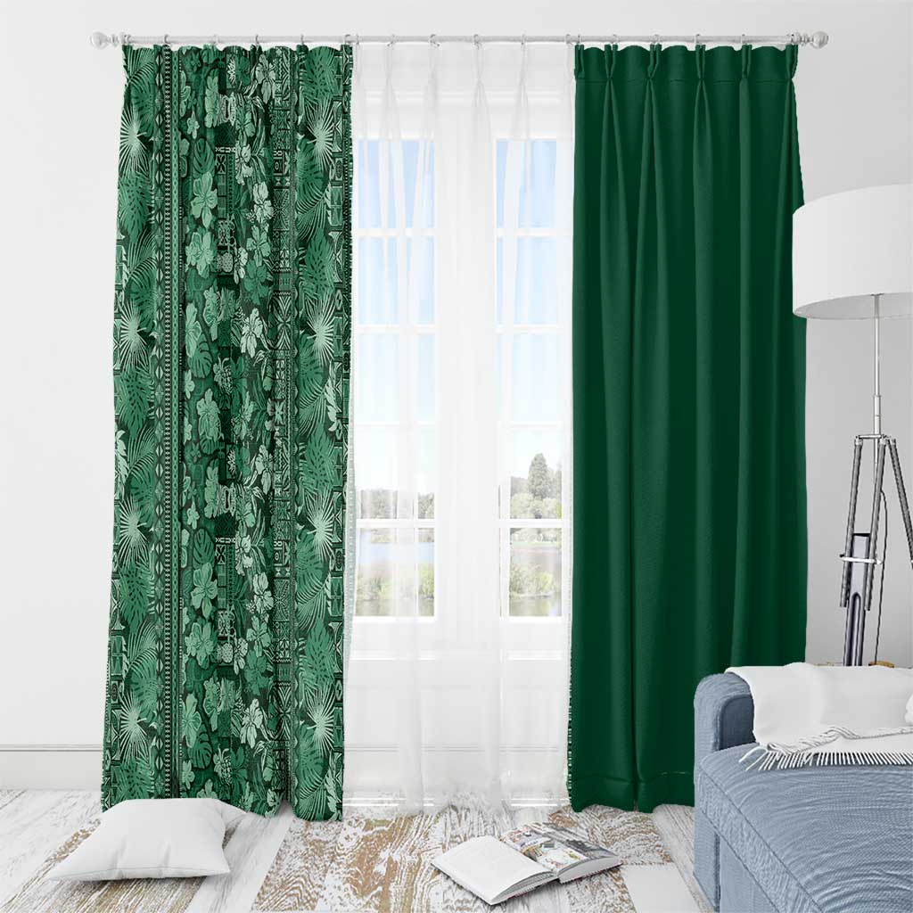 Hawaiian Tribal Elements Hibiscus Window Curtain Green Pattern LT9 - Polynesian Pride