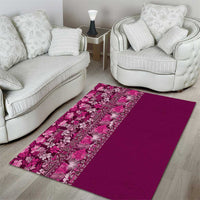 Hawaiian Tribal Elements Hibiscus Area Rug Pink Pattern - Polynesian Pride