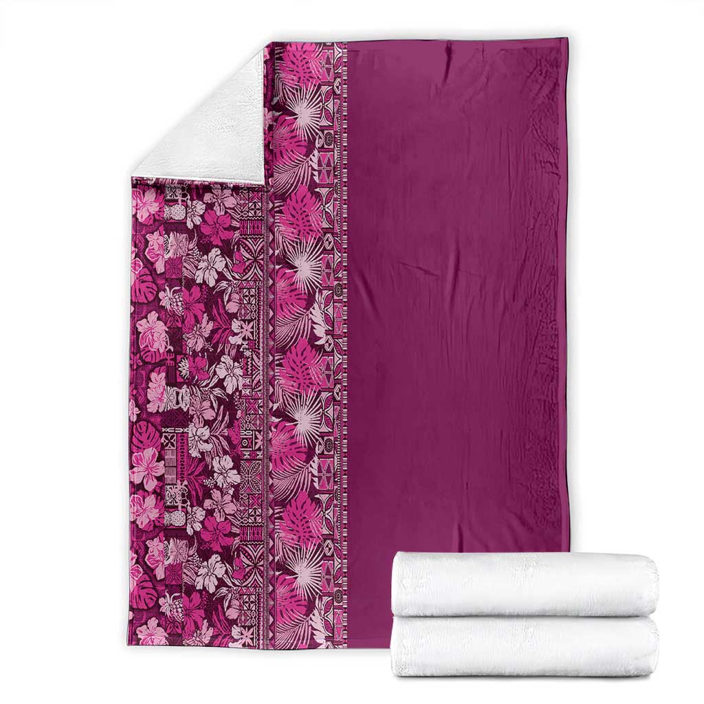 Hawaiian Tribal Elements Hibiscus Blanket Pink Pattern - Polynesian Pride