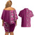 Hawaiian Tribal Elements Hibiscus Couples Matching Off Shoulder Short Dress and Hawaiian Shirt Pink Pattern - Polynesian Pride