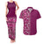 Hawaiian Tribal Elements Hibiscus Couples Matching Tank Maxi Dress and Hawaiian Shirt Pink Pattern - Polynesian Pride