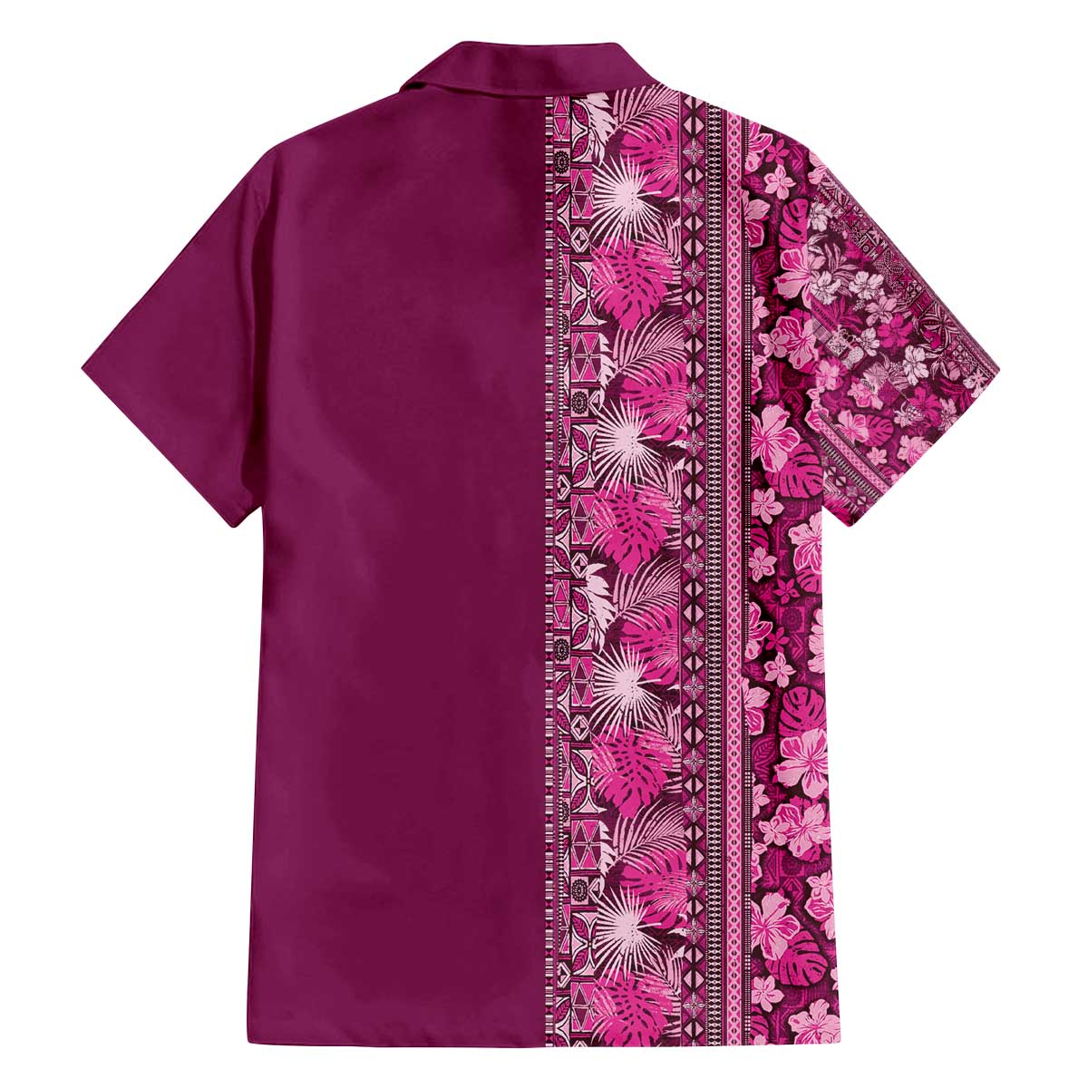 Hawaiian Tribal Elements Hibiscus Family Matching Off The Shoulder Long Sleeve Dress and Hawaiian Shirt Pink Pattern - Polynesian Pride