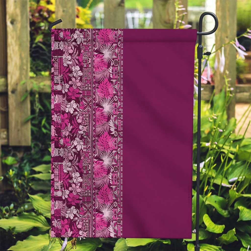 Hawaiian Tribal Elements Hibiscus Garden Flag Pink Pattern - Polynesian Pride