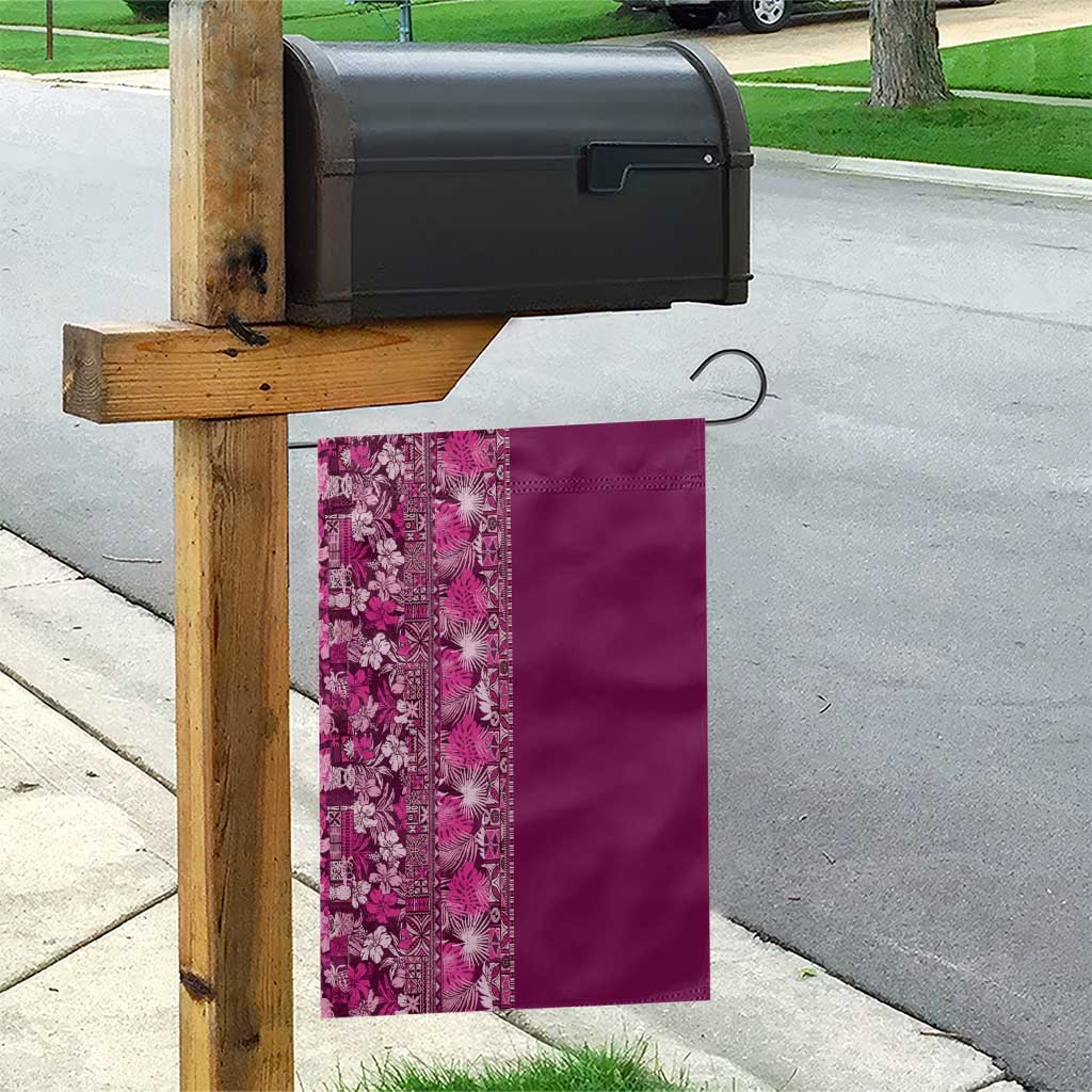 Hawaiian Tribal Elements Hibiscus Garden Flag Pink Pattern - Polynesian Pride