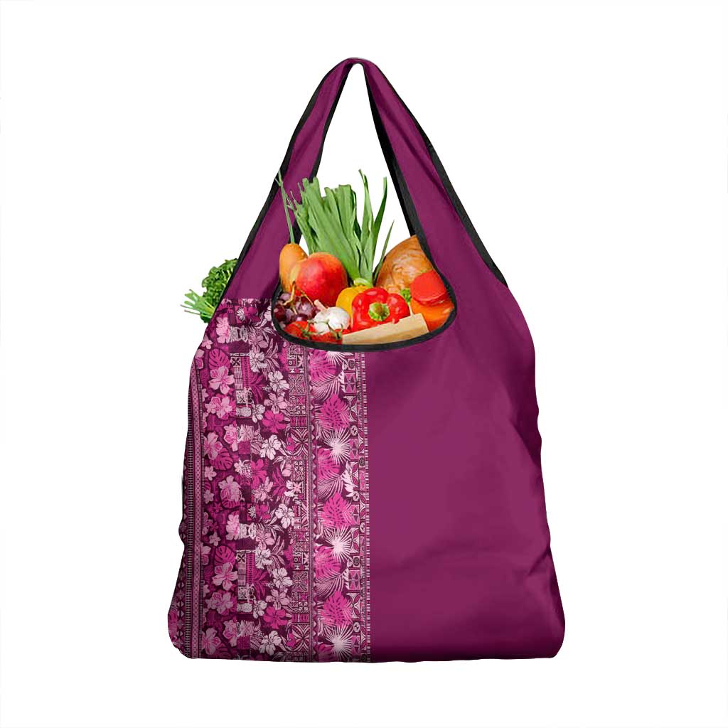 Hawaiian Tribal Elements Hibiscus Grocery Bag Pink Pattern LT9 1-pack One Size Pink - Polynesian Pride