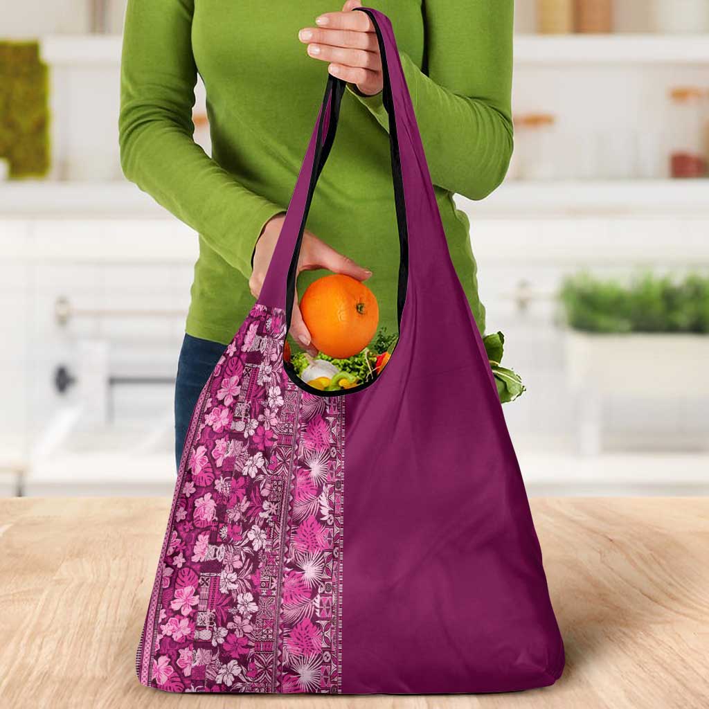 Hawaiian Tribal Elements Hibiscus Grocery Bag Pink Pattern LT9 - Polynesian Pride