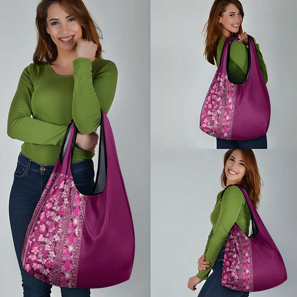 Hawaiian Tribal Elements Hibiscus Grocery Bag Pink Pattern LT9 - Polynesian Pride