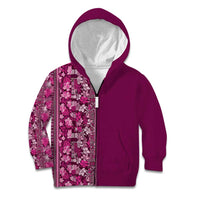 Hawaiian Tribal Elements Hibiscus Kid Hoodie Pink Pattern - Polynesian Pride
