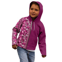 Hawaiian Tribal Elements Hibiscus Kid Hoodie Pink Pattern - Polynesian Pride