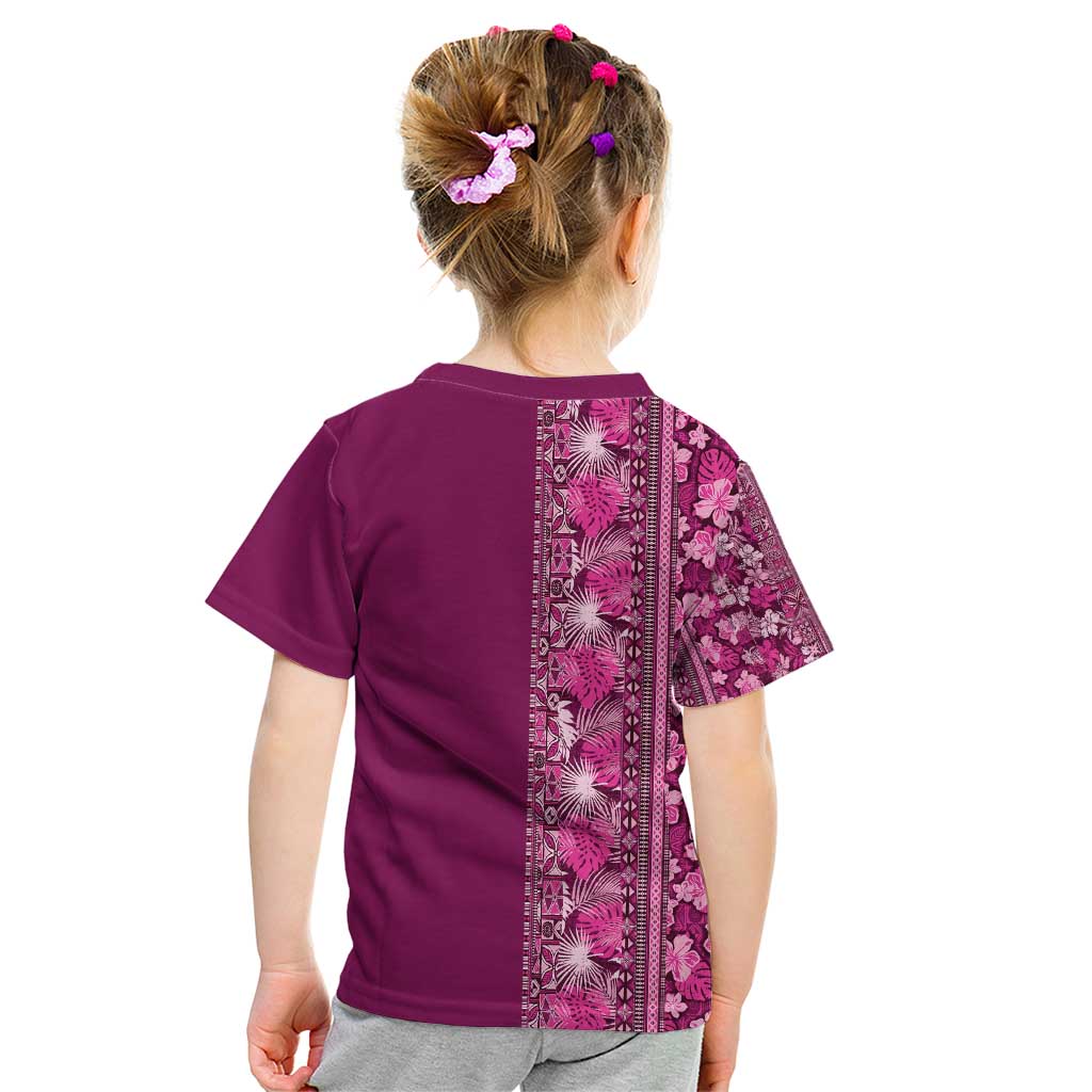 Hawaiian Tribal Elements Hibiscus Kid T Shirt Pink Pattern - Polynesian Pride
