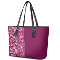 Hawaiian Tribal Elements Hibiscus Leather Tote Bag Pink Pattern - Polynesian Pride