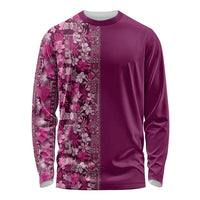 Hawaiian Tribal Elements Hibiscus Long Sleeve Shirt Pink Pattern - Polynesian Pride