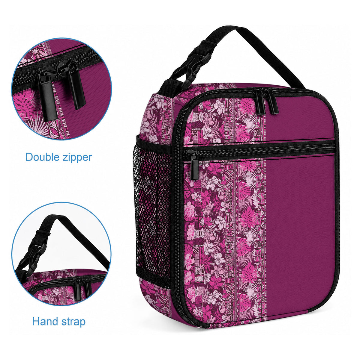 Hawaiian Tribal Elements Hibiscus Lunch Bag Pink Pattern LT9 - Polynesian Pride