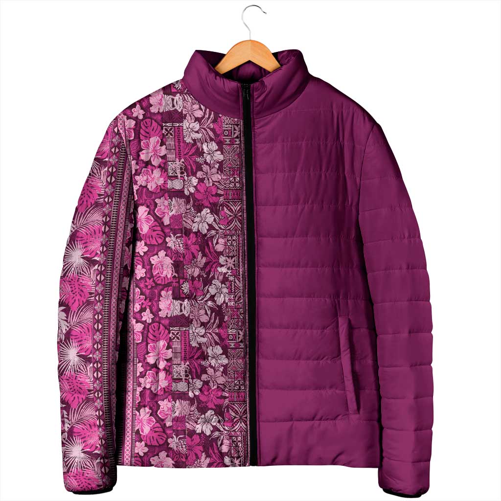 Hawaiian Tribal Elements Hibiscus Padded Jacket Pink Pattern LT9 - Polynesian Pride