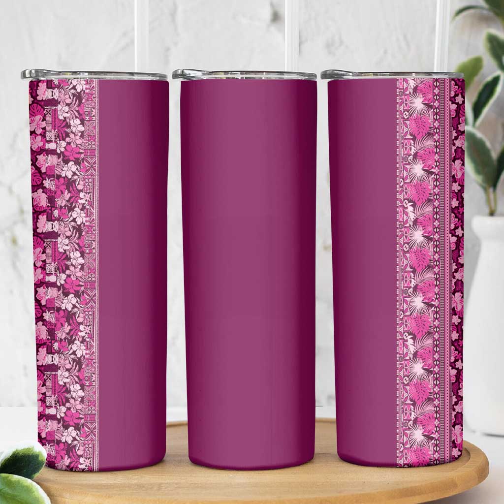 Hawaiian Tribal Elements Hibiscus Skinny Tumbler Pink Pattern - Polynesian Pride