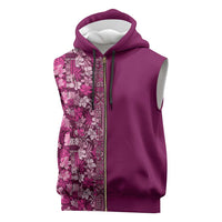 Hawaiian Tribal Elements Hibiscus Sleeveless Zip Hoodie Pink Pattern - Polynesian Pride