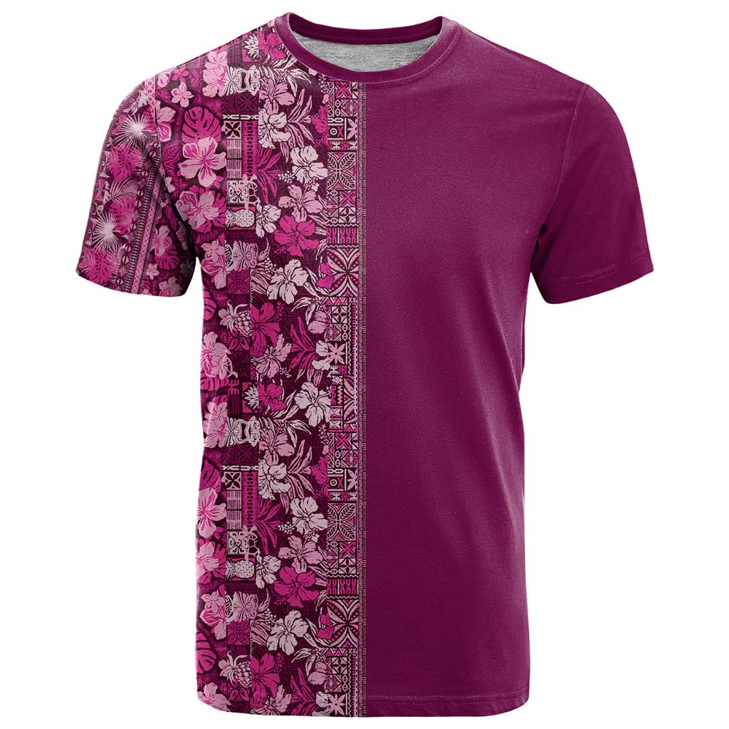 Hawaiian Tribal Elements Hibiscus T Shirt Pink Pattern - Polynesian Pride