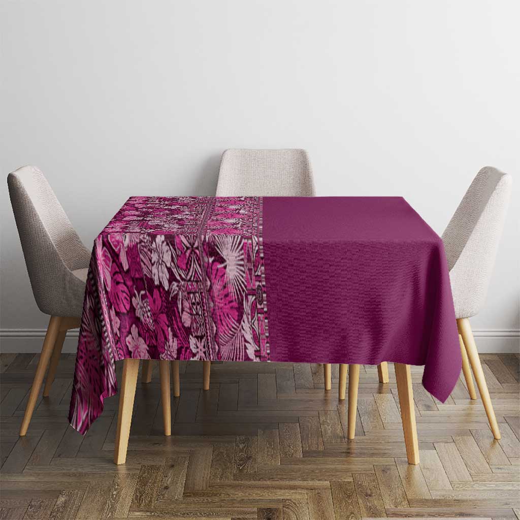 Hawaiian Tribal Elements Hibiscus Tablecloth Pink Pattern - Polynesian Pride