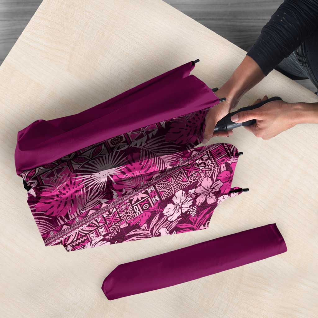 Hawaiian Tribal Elements Hibiscus Umbrella Pink Pattern - Polynesian Pride