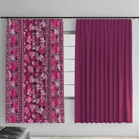 Hawaiian Tribal Elements Hibiscus Window Curtain Pink Pattern LT9 With Hooks Pink - Polynesian Pride