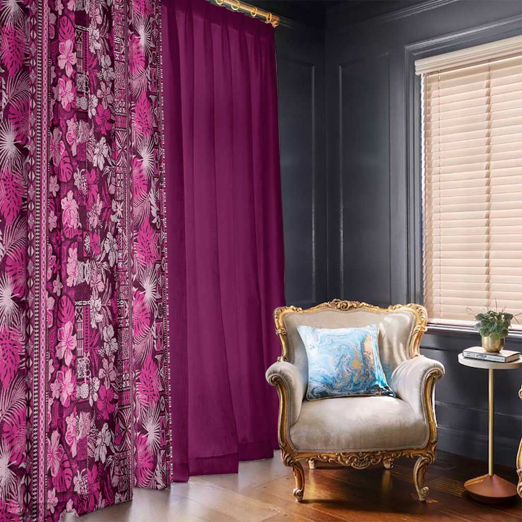 Hawaiian Tribal Elements Hibiscus Window Curtain Pink Pattern LT9 - Polynesian Pride