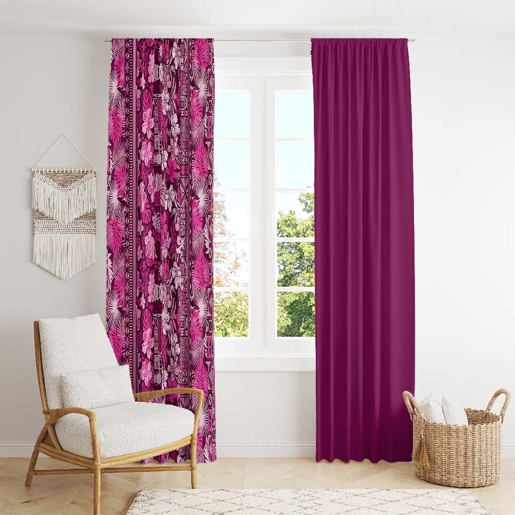 Hawaiian Tribal Elements Hibiscus Window Curtain Pink Pattern LT9 - Polynesian Pride