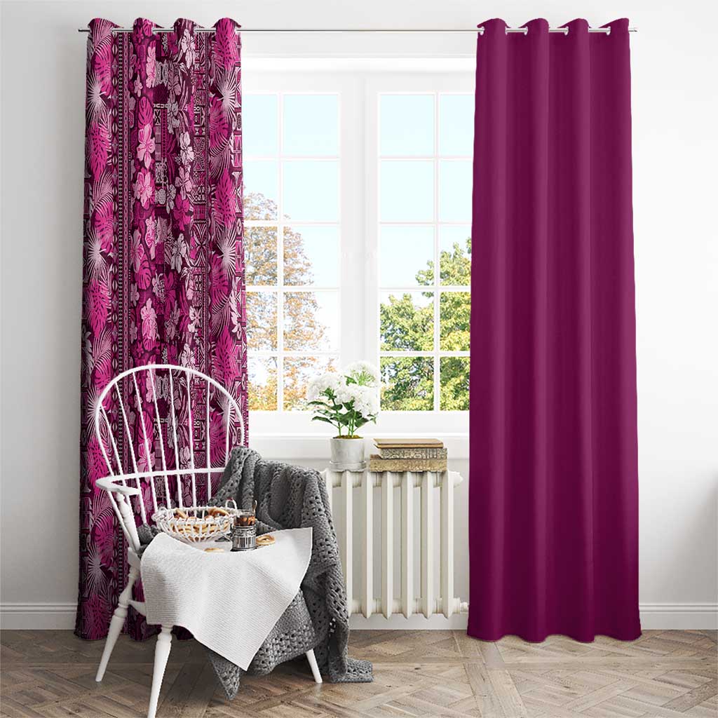 Hawaiian Tribal Elements Hibiscus Window Curtain Pink Pattern LT9 - Polynesian Pride