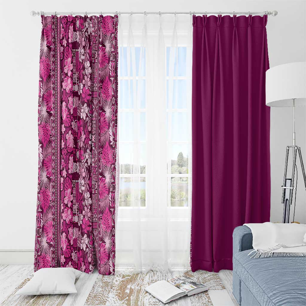 Hawaiian Tribal Elements Hibiscus Window Curtain Pink Pattern LT9 - Polynesian Pride