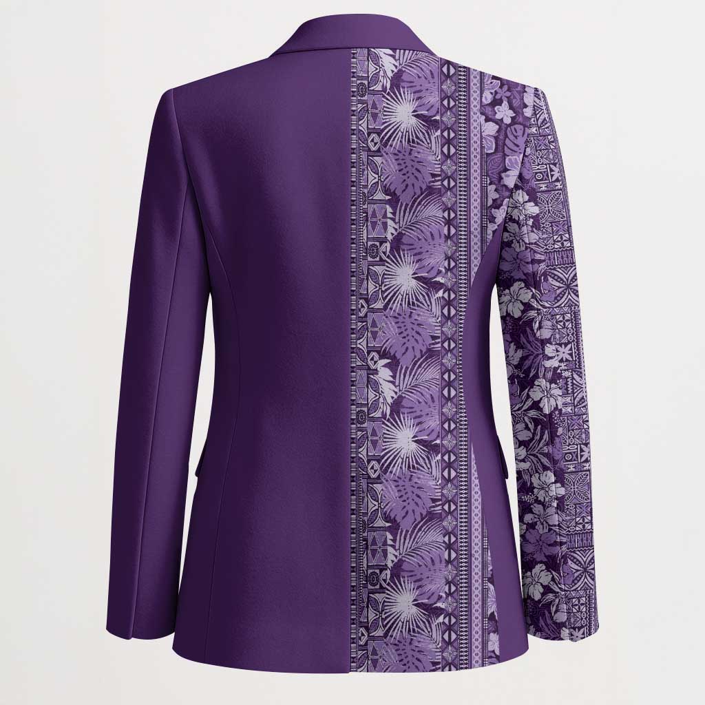 Hawaiian Tribal Elements Hibiscus Blazer Purple Pattern LT9 - Polynesian Pride