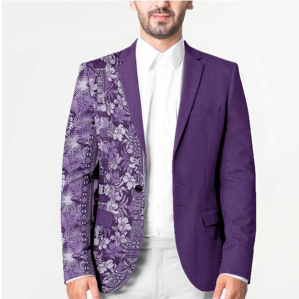 Hawaiian Tribal Elements Hibiscus Blazer Purple Pattern LT9 - Polynesian Pride