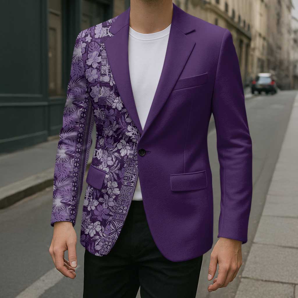 Hawaiian Tribal Elements Hibiscus Blazer Purple Pattern LT9 - Polynesian Pride