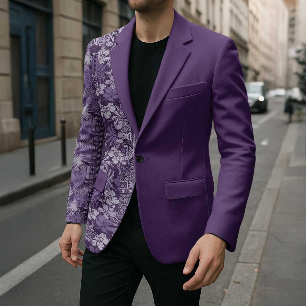 Hawaiian Tribal Elements Hibiscus Blazer Purple Pattern LT9 - Polynesian Pride