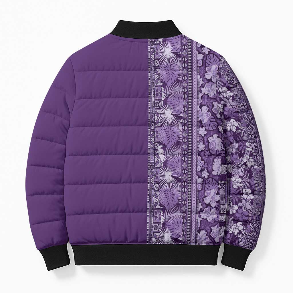 Hawaiian Tribal Elements Hibiscus Bomber Puffer Jacket Purple Pattern LT9 - Polynesian Pride