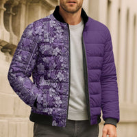 Hawaiian Tribal Elements Hibiscus Bomber Puffer Jacket Purple Pattern LT9 - Polynesian Pride