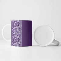 Hawaiian Tribal Elements Hibiscus Ceramic Mug Purple Pattern - Polynesian Pride