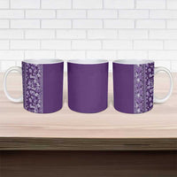 Hawaiian Tribal Elements Hibiscus Ceramic Mug Purple Pattern - Polynesian Pride