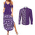 Hawaiian Tribal Elements Hibiscus Couples Matching Summer Maxi Dress and Long Sleeve Button Shirt Purple Pattern - Polynesian Pride