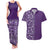 Hawaiian Tribal Elements Hibiscus Couples Matching Tank Maxi Dress and Hawaiian Shirt Purple Pattern - Polynesian Pride