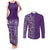Hawaiian Tribal Elements Hibiscus Couples Matching Tank Maxi Dress and Long Sleeve Button Shirt Purple Pattern - Polynesian Pride