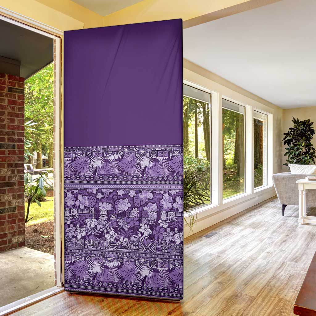 Hawaiian Tribal Elements Hibiscus Door Cover Purple Pattern - Polynesian Pride